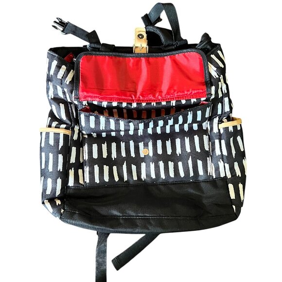 A.D. Sutton & Sons Black, White & Red Patterned Diaper Bag w/2 Insulated Pockets - Picture 6 of 12